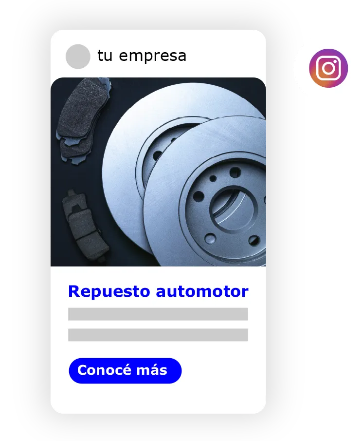 Anuncio en Instagram de casa de repuestos de automotor